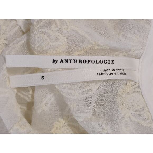 Anthropologie The Deco Tunic Sheer Lace Dress Cover-Up Tie Back Ivory Womens S - Picture 6 of 10
